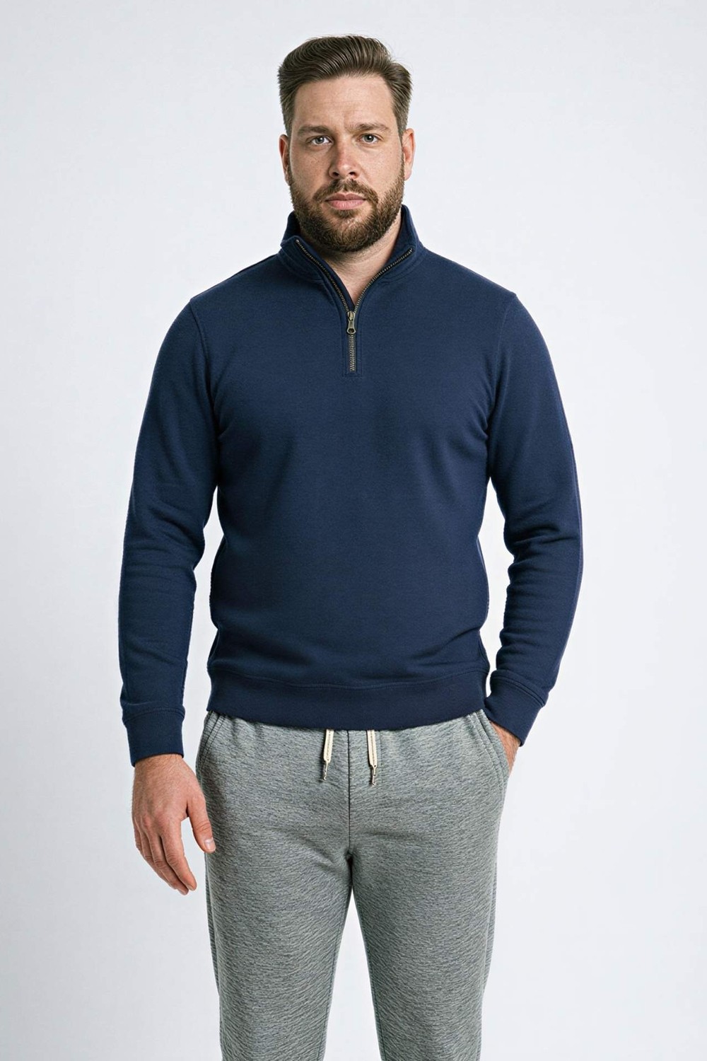 DeFacto Pamuklu Regular Fit Büyük Beden Dik Yaka Sweatshirt H1658AX26SP görsel 6