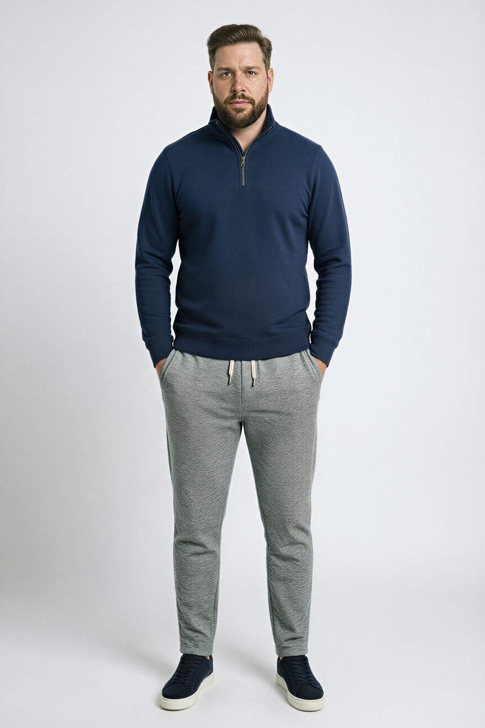 DeFacto Pamuklu Regular Fit Büyük Beden Dik Yaka Sweatshirt H1658AX26SP görsel 7