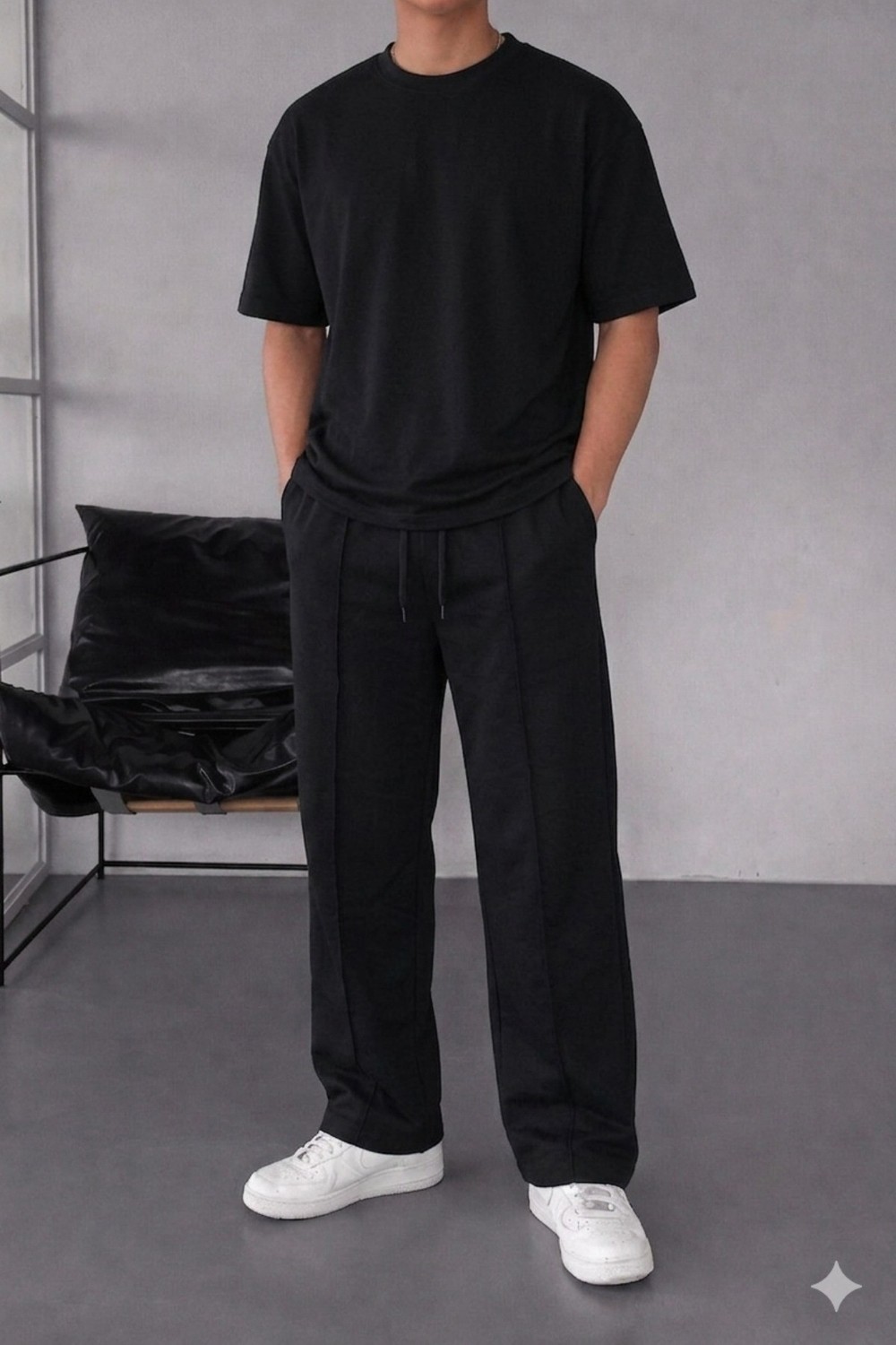 Tarz Cool Erkek Oversize T-Shirt Eşofman Takımı Rahat Kesim Basic Kombin