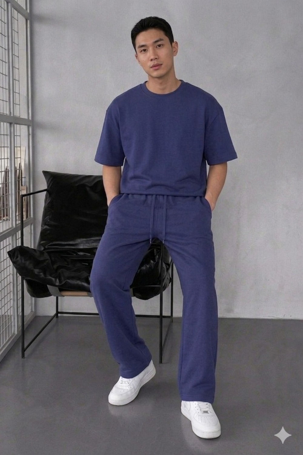 Tarz Cool Erkek Oversize T-Shirt Eşofman Takımı Rahat Kesim Basic Kombin görsel 5