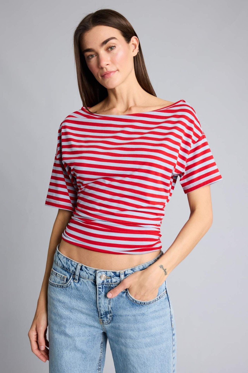 DeFacto Loose Fit Omzu Açık Tişört H7187AX26SM