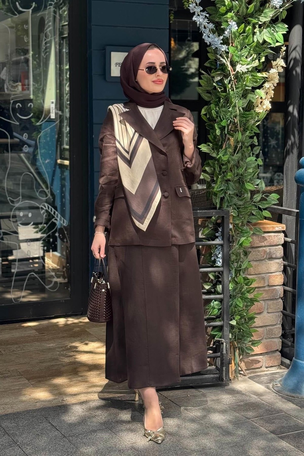 Miss Dalida Keten Ceket 2268257 Kakao Kahve görsel 2