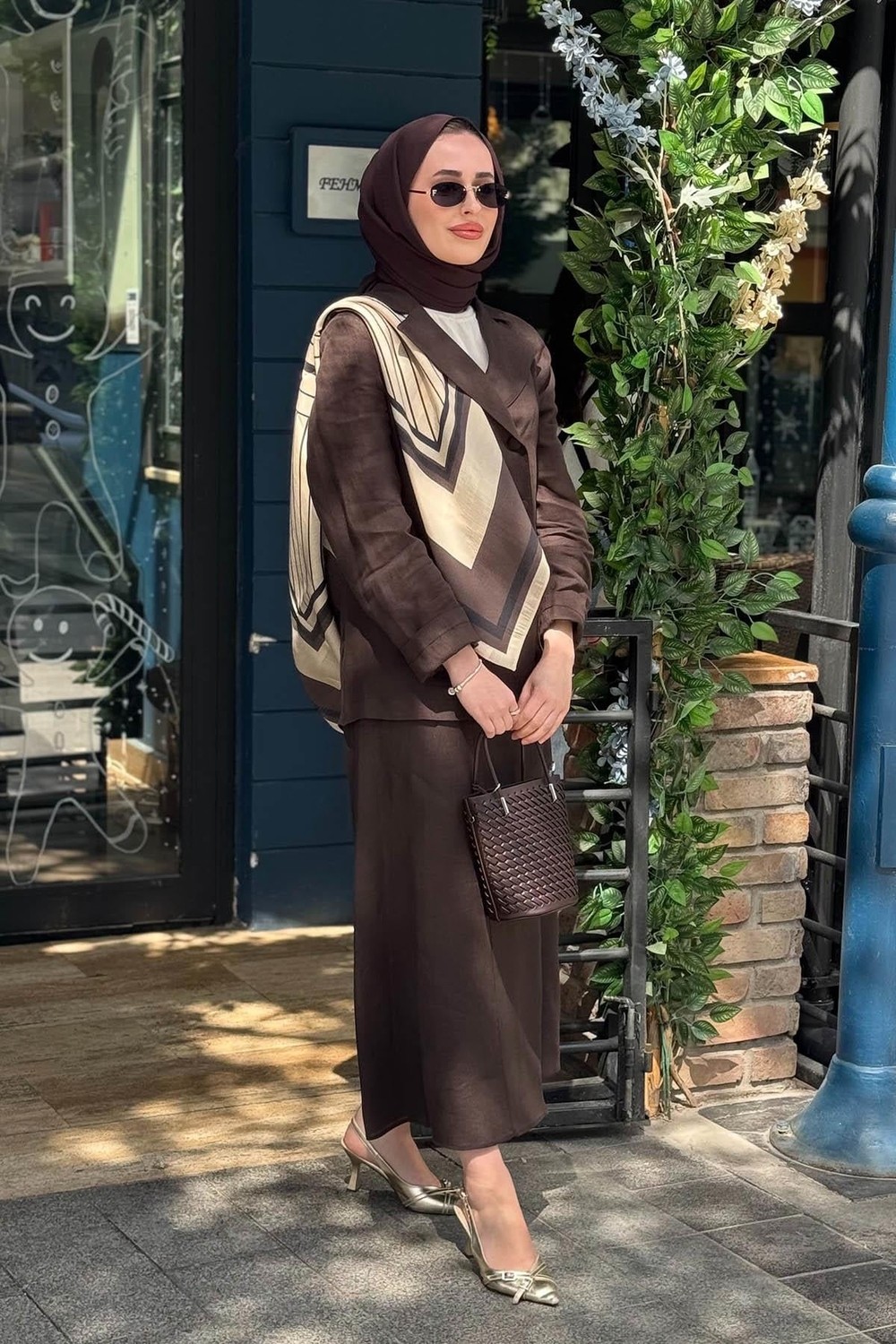 Miss Dalida Keten Ceket 2268257 Kakao Kahve görsel 3