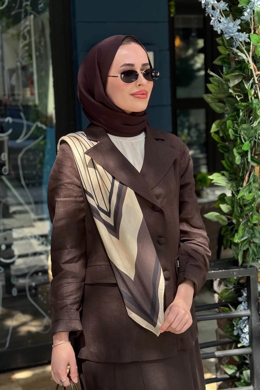 Miss Dalida Keten Ceket 2268257 Kakao Kahve görsel 4
