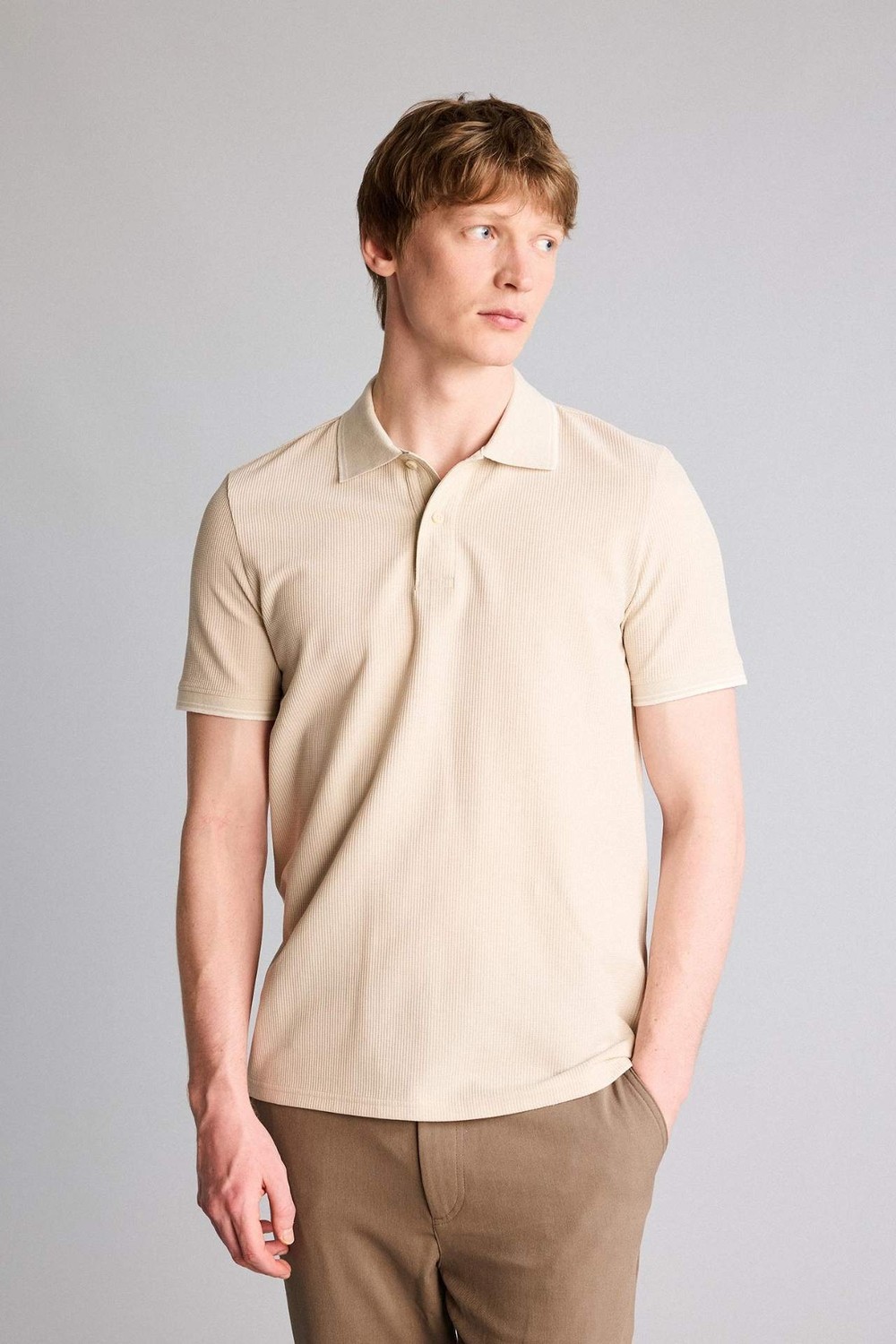 DeFacto Pamuklu Regular Fit Waffle Kısa Kollu Polo Tişört D7932AX26SP görsel 6