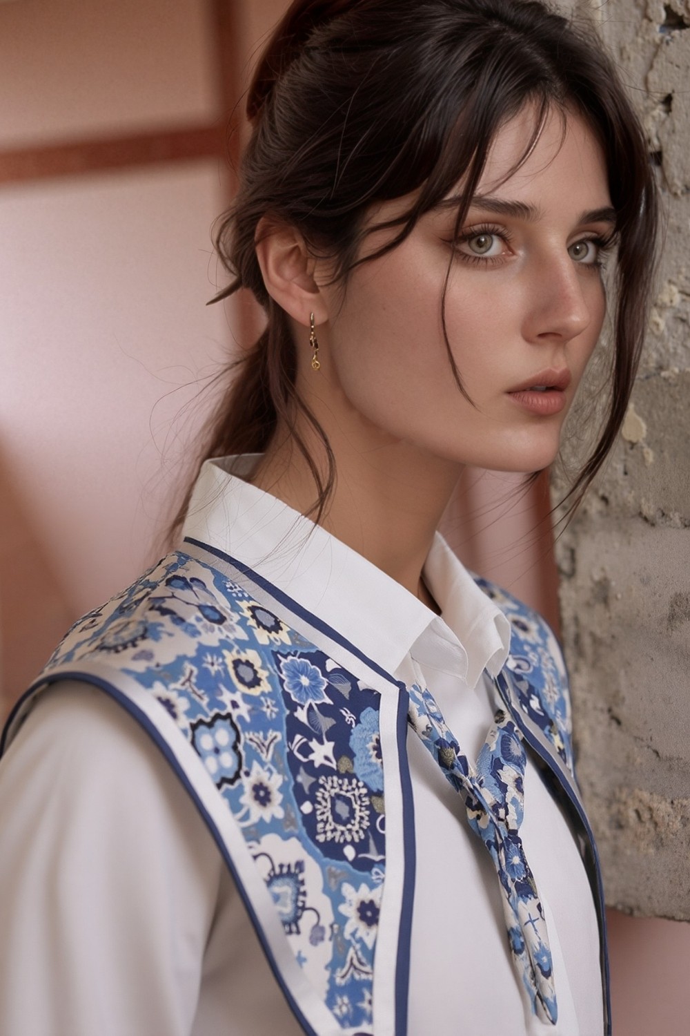 Walkenzo Iznik Çini Motifli Kadın Omuz Şalı | Fular Yaka (Yakalık) görsel 2