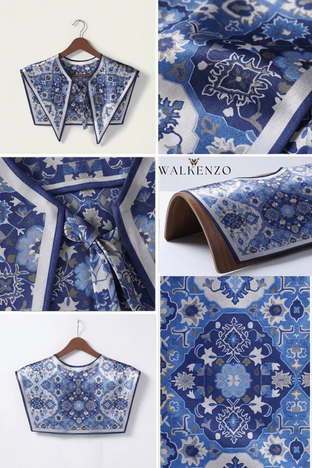 Walkenzo Iznik Çini Motifli Kadın Omuz Şalı | Fular Yaka (Yakalık) görsel 5