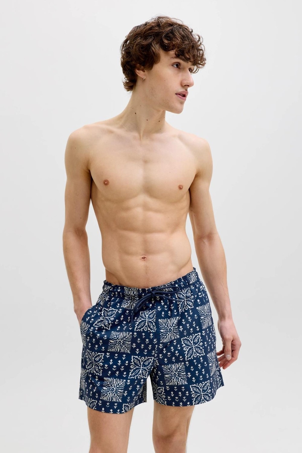 Jack & Jones Jpstmauı Shell Desenli Erkek Deniz Şortu Regular Fit Rahat