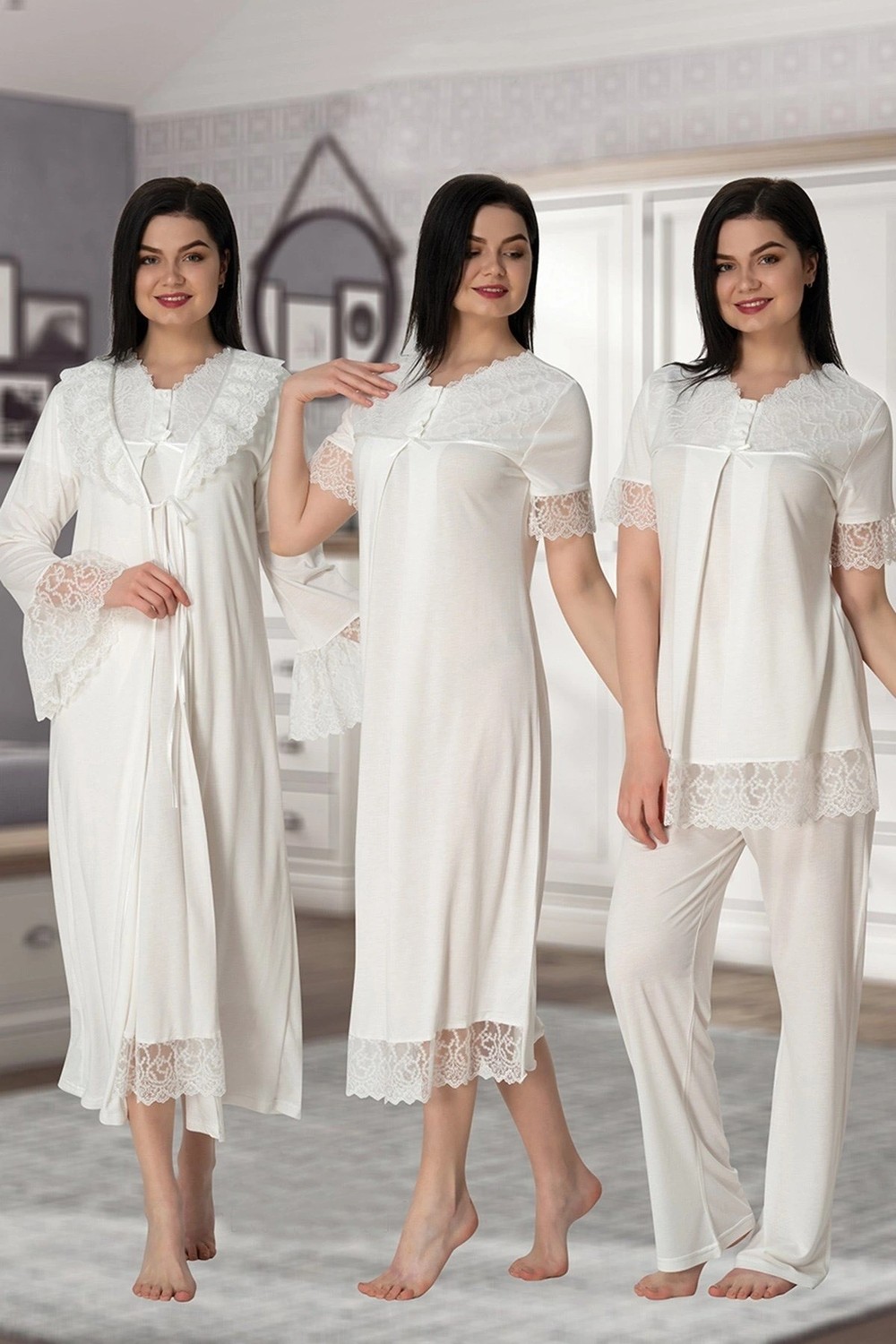 Amora Fancy Clothing Effortt 5046 Sabahlıklı Lohusa Hamile 4'lü Set