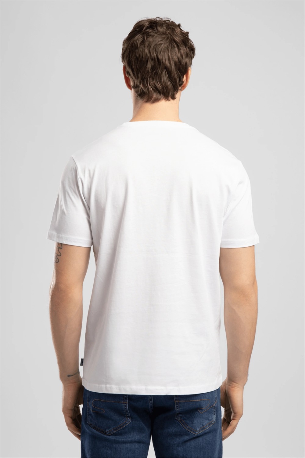 Lee Cooper LONDONLOGO Erkek Regular Fit %100 Pamuk Baskılı Bisiklet Yaka T-Shirt Beyaz görsel 8