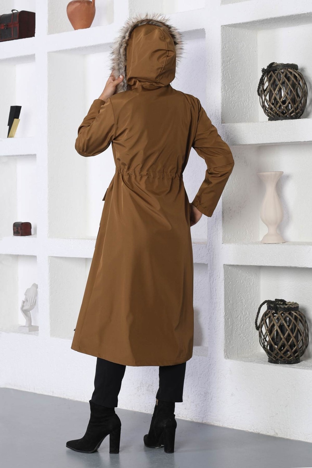 Missvalle Şerit Detaylı Mont Haki 10360 görsel 4