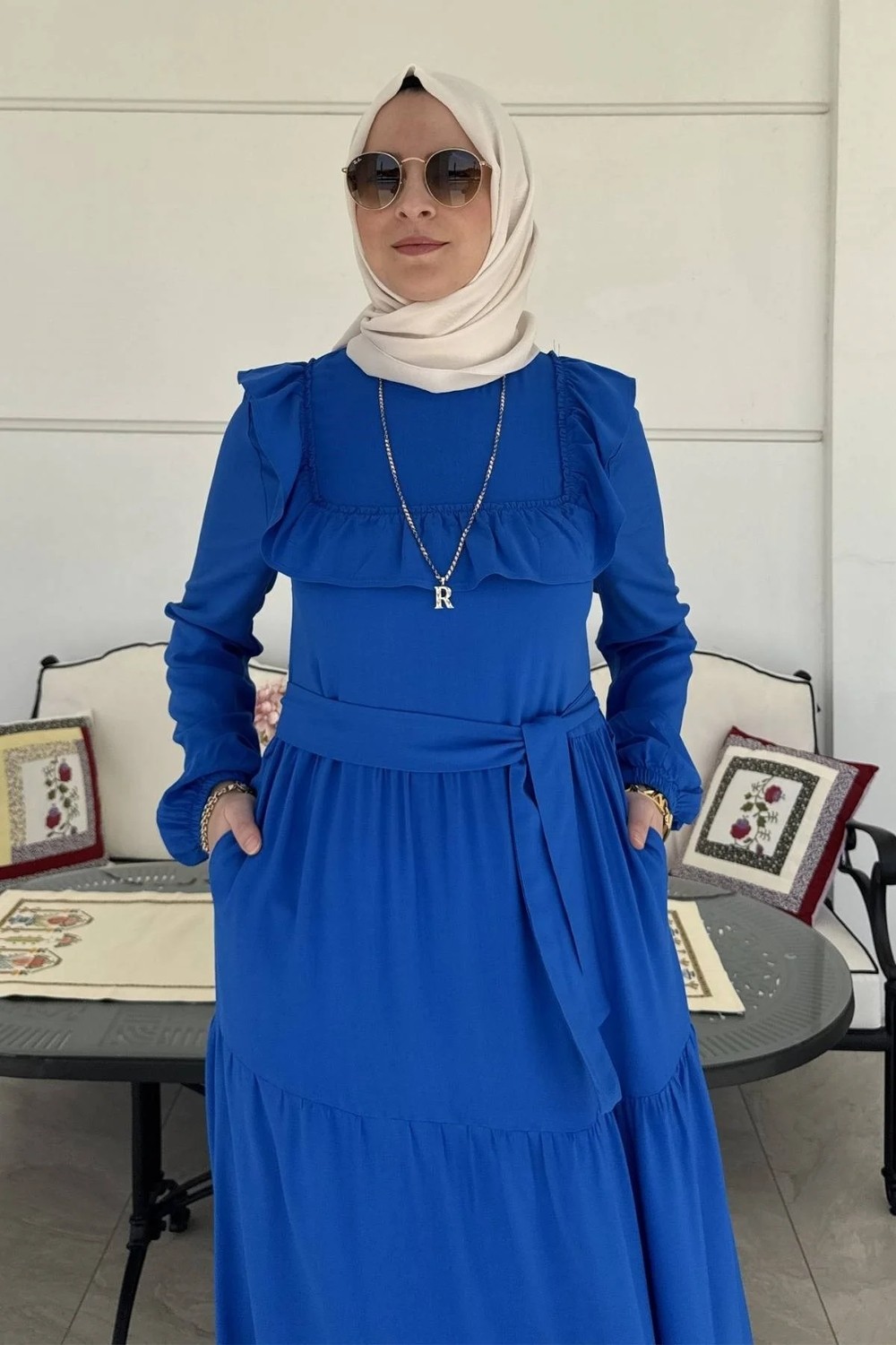 Rabia Şamlı Bade Elbise Saks görsel 2