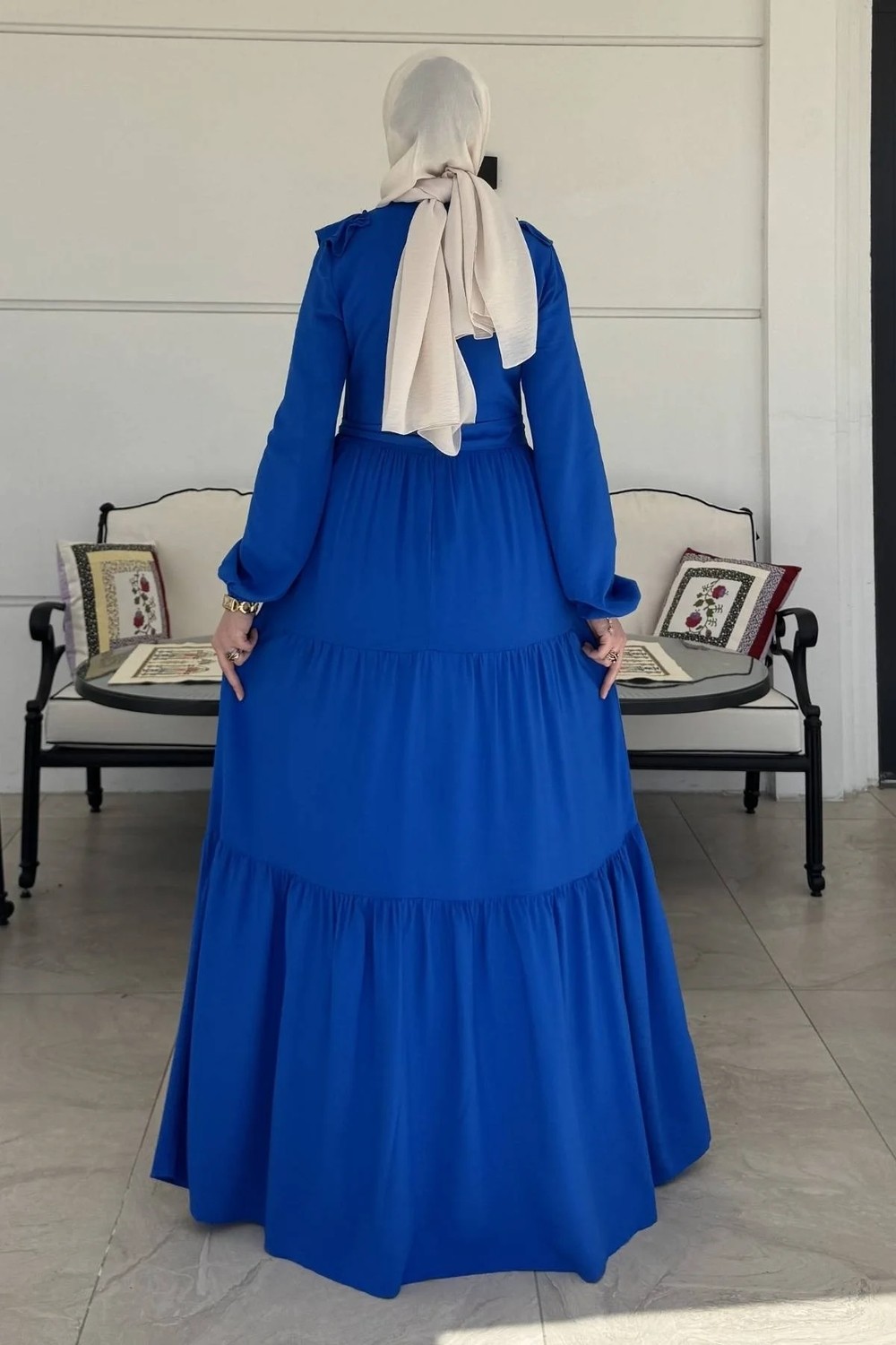 Rabia Şamlı Bade Elbise Saks görsel 5