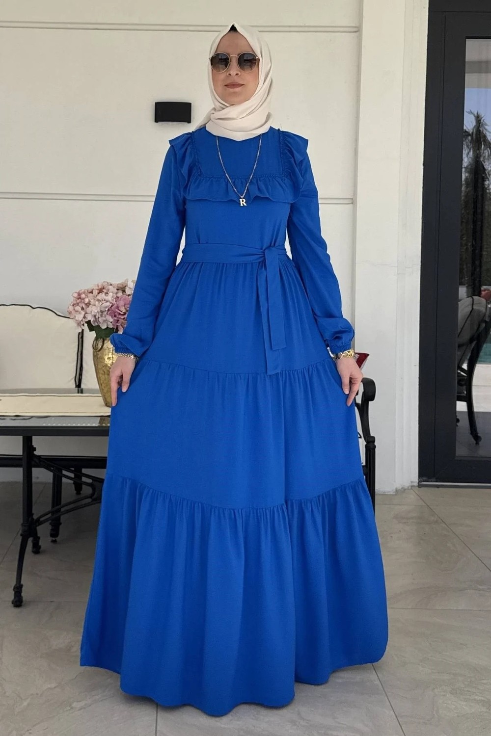 Rabia Şamlı Bade Elbise Saks görsel 6