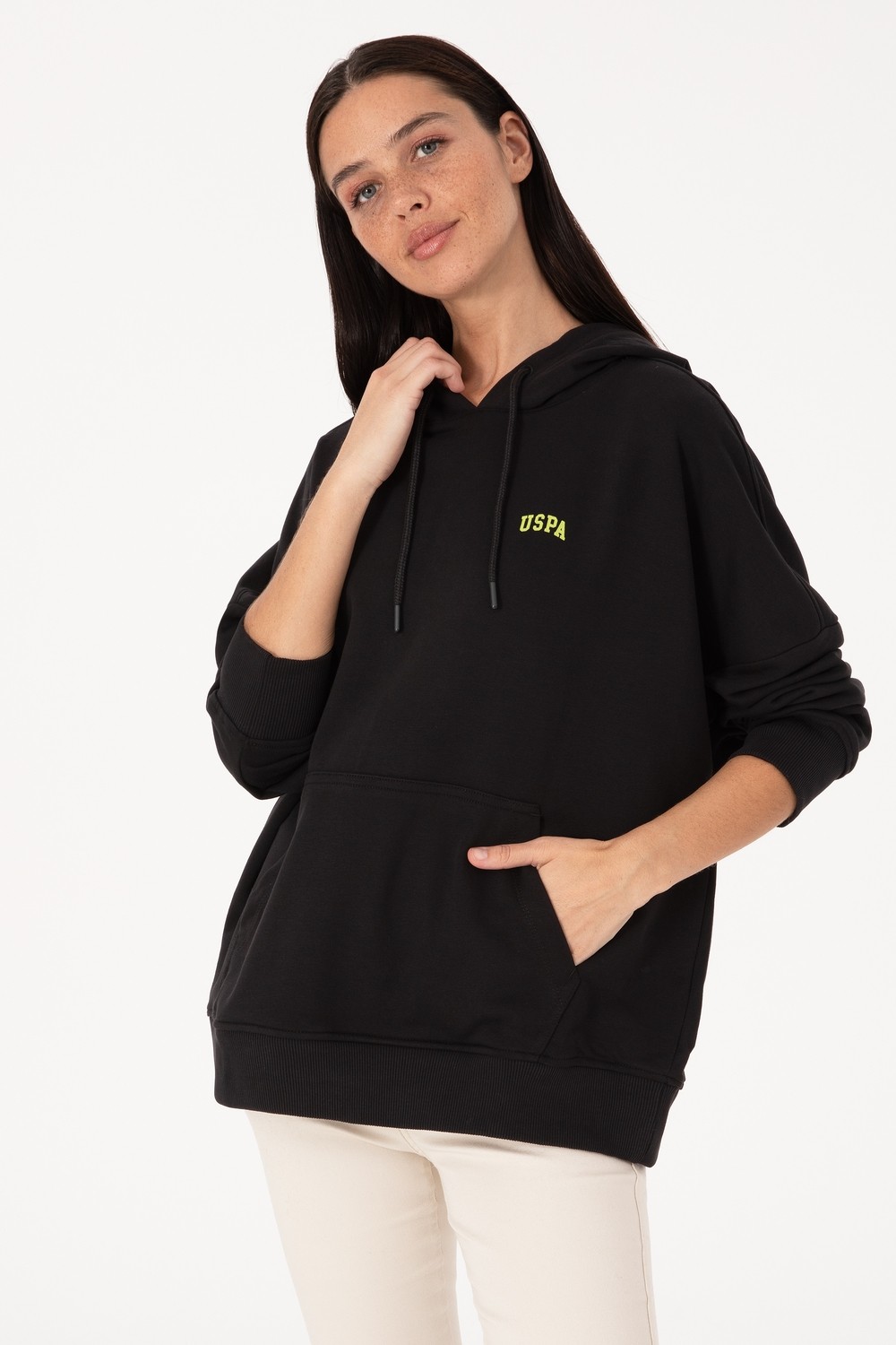 U.S. Polo Assn. Kadın Pudra Kapüşonlu Basic Sweatshirt 50297324-VR042