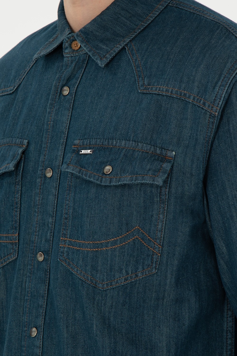 U.S. Polo Assn. Erkek Mavi Jean Gömlek 50289470-DN0030 görsel 7