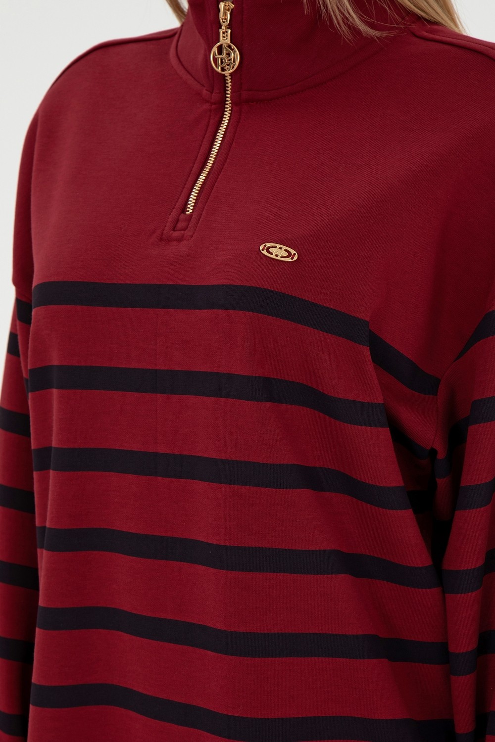 U.S. Polo Assn. Kadın Bordo Fermuarlı Dik Yaka Sweathirt 50298989-VR014 görsel 7