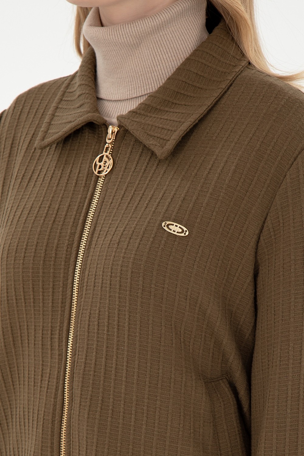 U.S. Polo Assn. Kadın Lacivert Fermuarlı Polo Yaka Sweatshirt 50295811-VR033 görsel 7