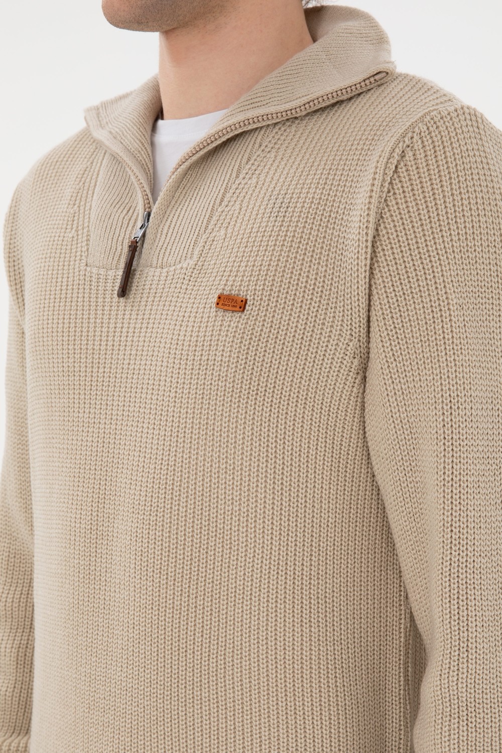 U.S. Polo Assn. Erkek Regular Fit Yarım Fermuarlı Siyah Kazak 50297047-VR046 görsel 7
