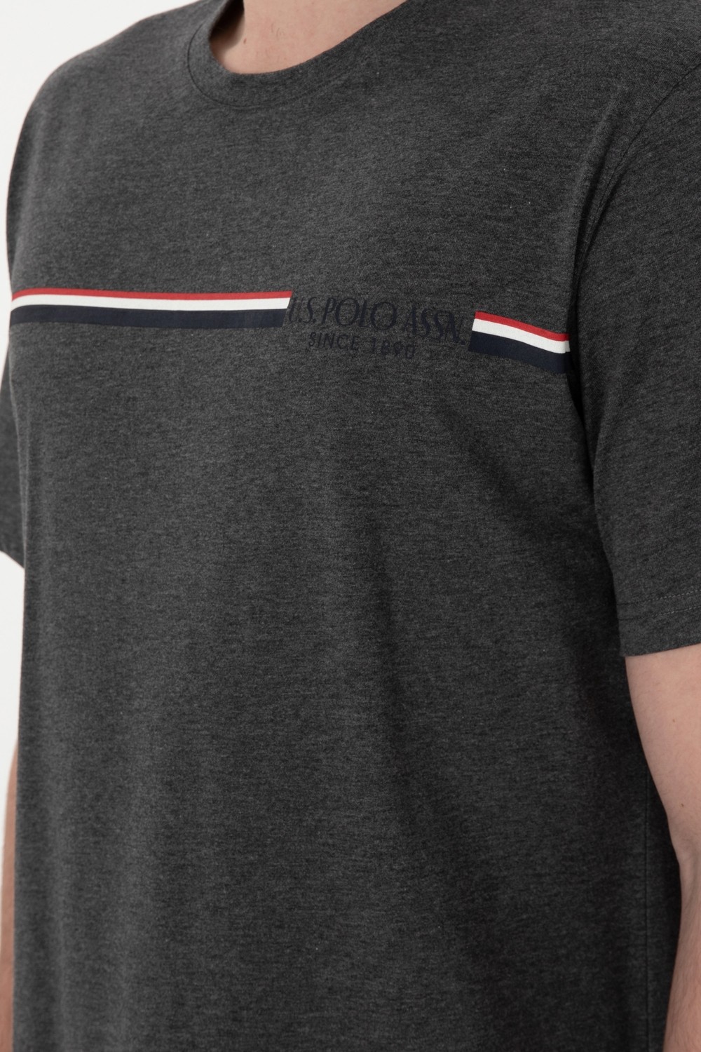 U.S. Polo Assn. Erkek Bisiklet Yaka Antrasit Melanj Pijama Takımı 50309174-VR081 görsel 7