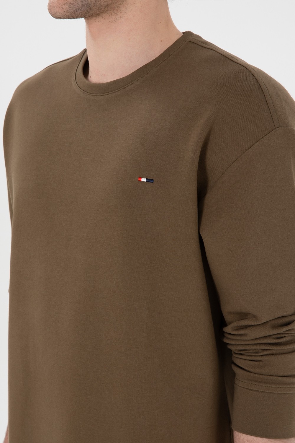 U.S. Polo Assn. Erkek Comfort Fit Bisiklet Yaka Ekru İnce Sweatshirt 50309858-VR019 görsel 7