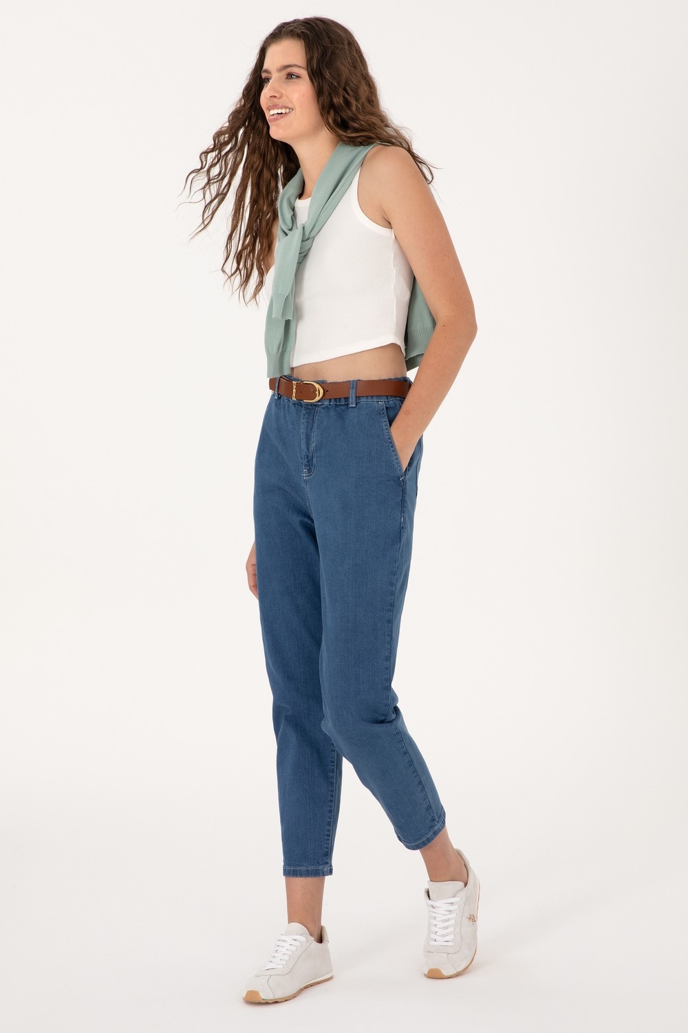 U.S. Polo Assn. Kadın Açık Mavi Carrot Fit Jean Pantolon 50308382-DN0021 görsel 3