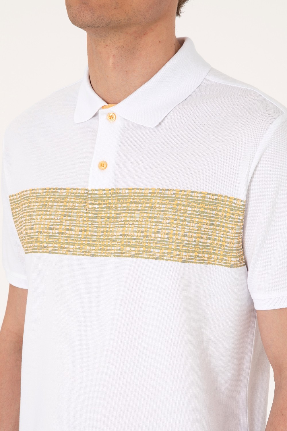 U.S. Polo Assn. Erkek Regular Fit Polo Yaka Beyaz Tişört 50306812-VR049 görsel 7