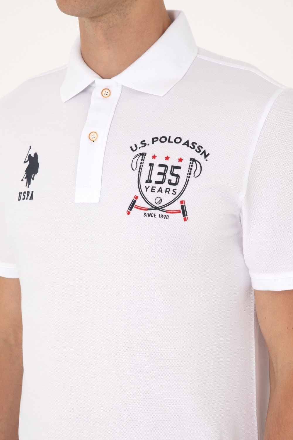 U.S. Polo Assn. Erkek Regular Fit Beyaz Polo Yaka Tişört 50299667-VR013 görsel 7