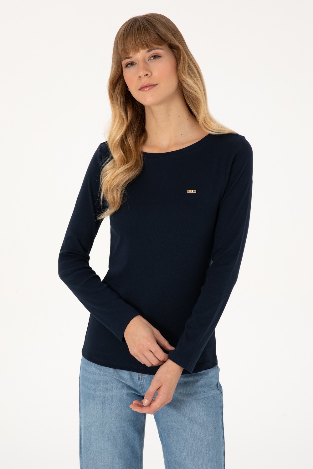 U.S. Polo Assn. Kadın Beyaz Slim Bisiklet Yaka Basic Sweatshırt 50315419-VR013