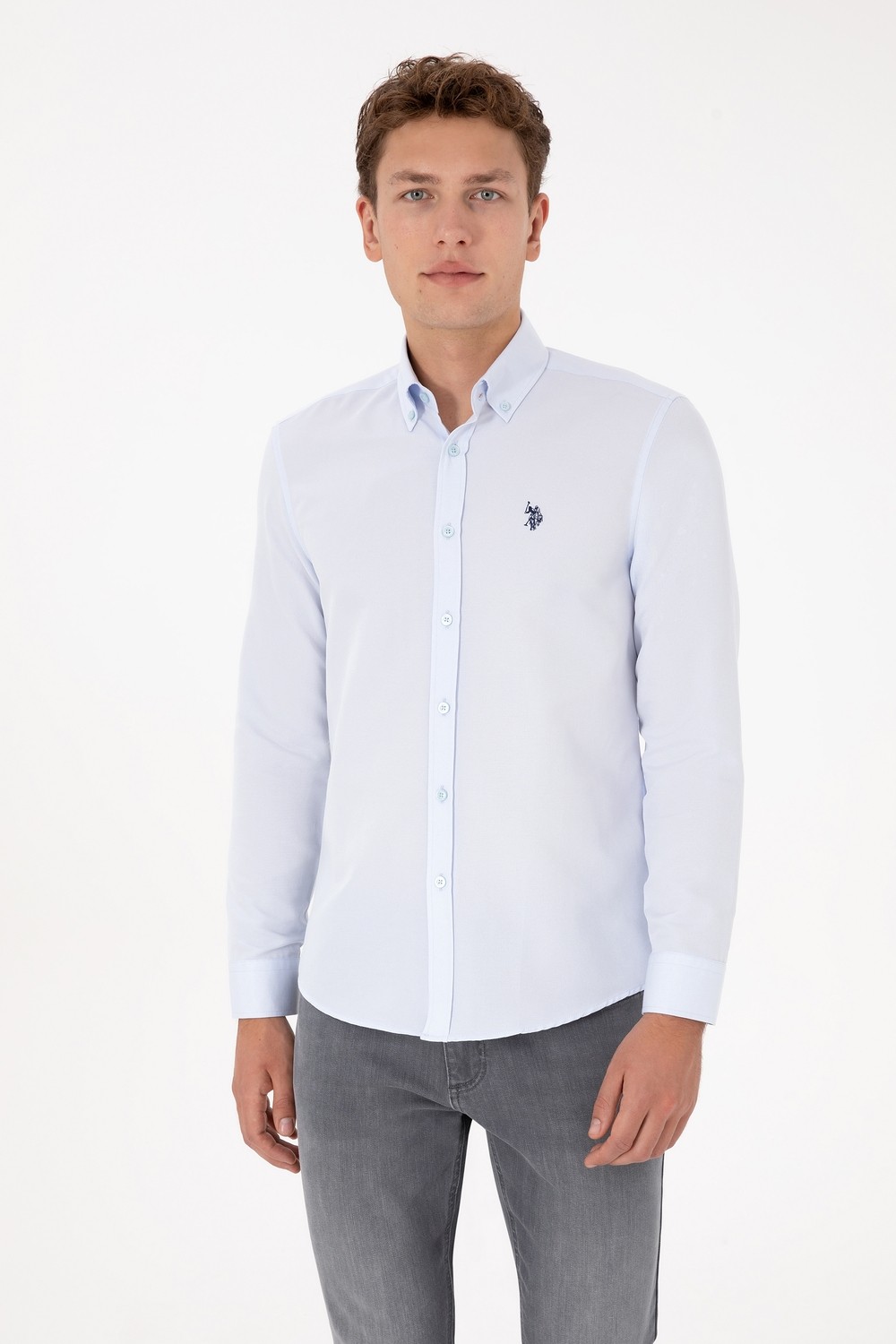 U.S. Polo Assn. Erkek Açık Mavi Uzun Kollu Basic Gömlek 50316723-VR003