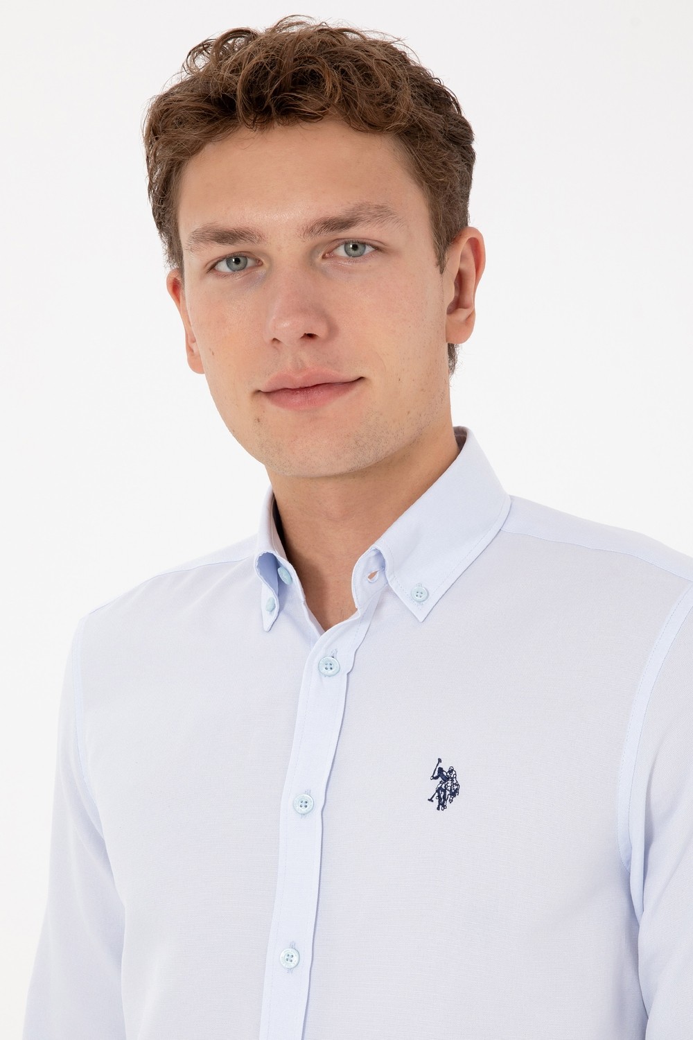 U.S. Polo Assn. Erkek Açık Mavi Uzun Kollu Basic Gömlek 50316723-VR003 görsel 2