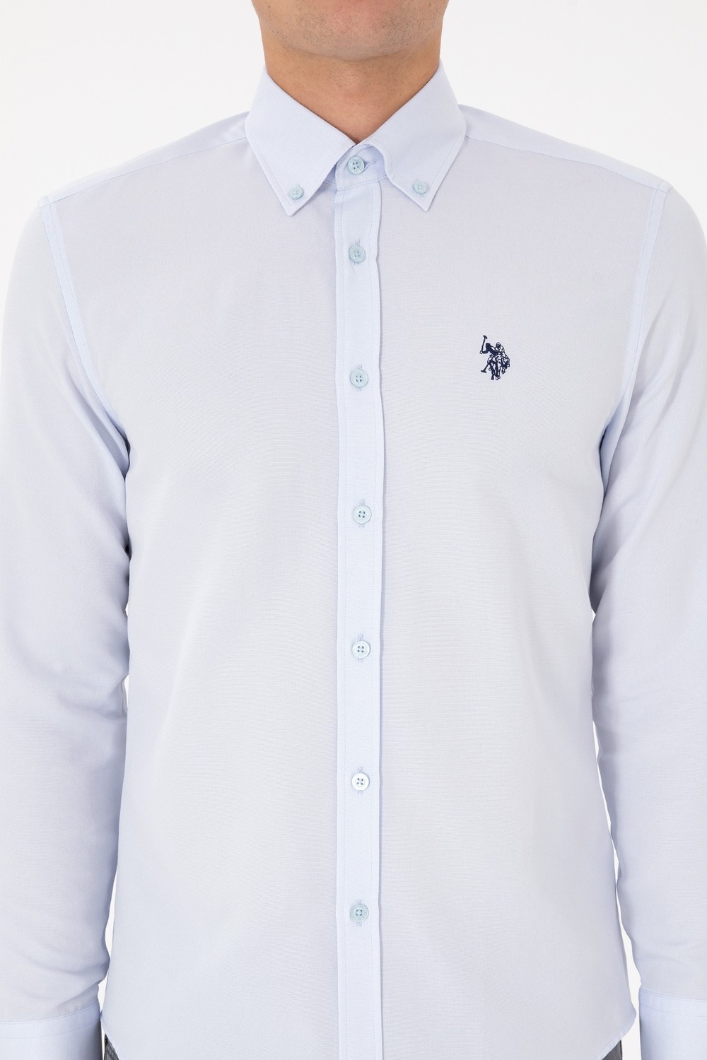 U.S. Polo Assn. Erkek Açık Mavi Uzun Kollu Basic Gömlek 50316723-VR003 görsel 6