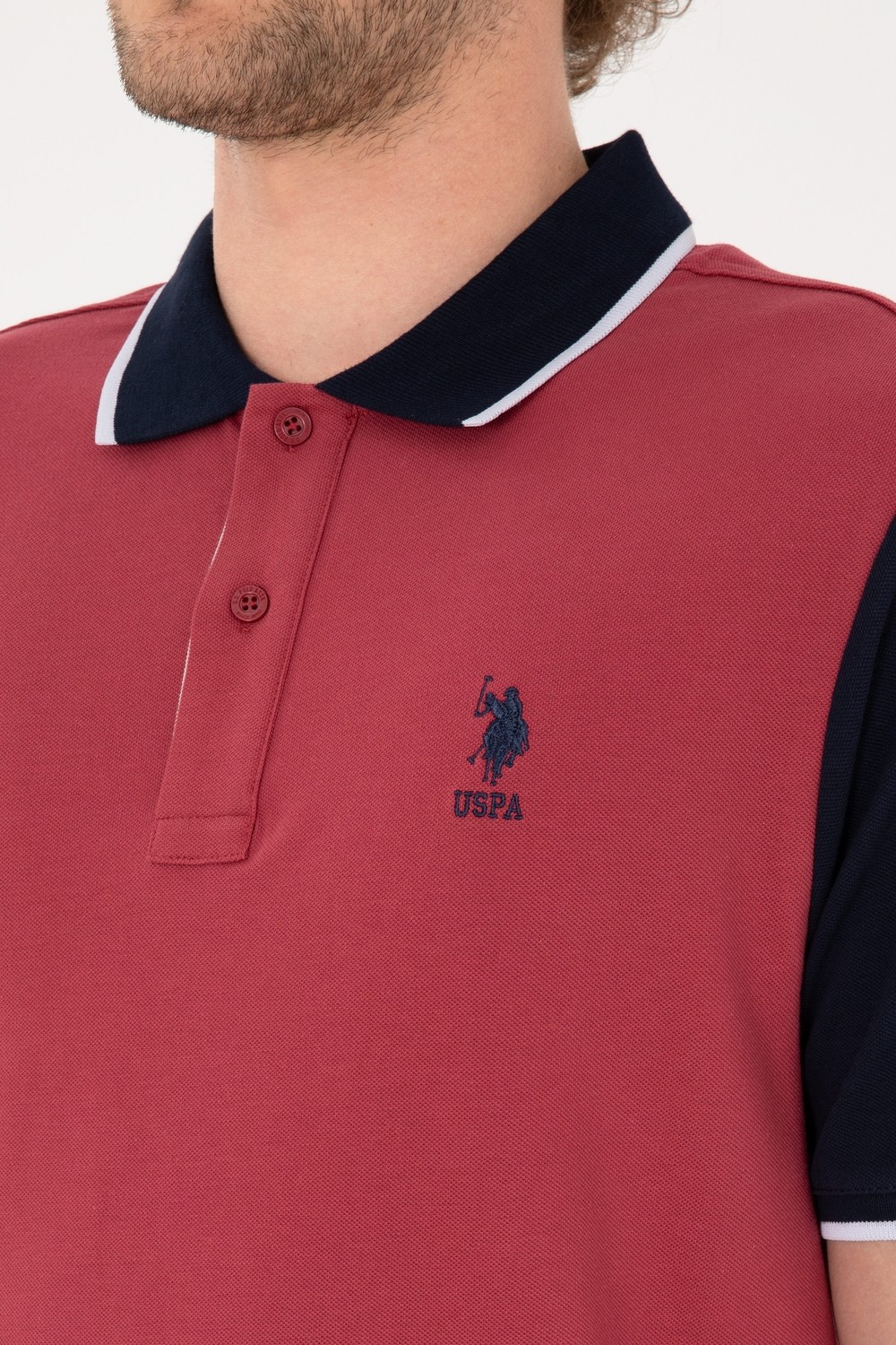 U.S. Polo Assn. Erkek Beyaz Regular Fit Polo Yaka Tişört 50306871-VR013 görsel 7