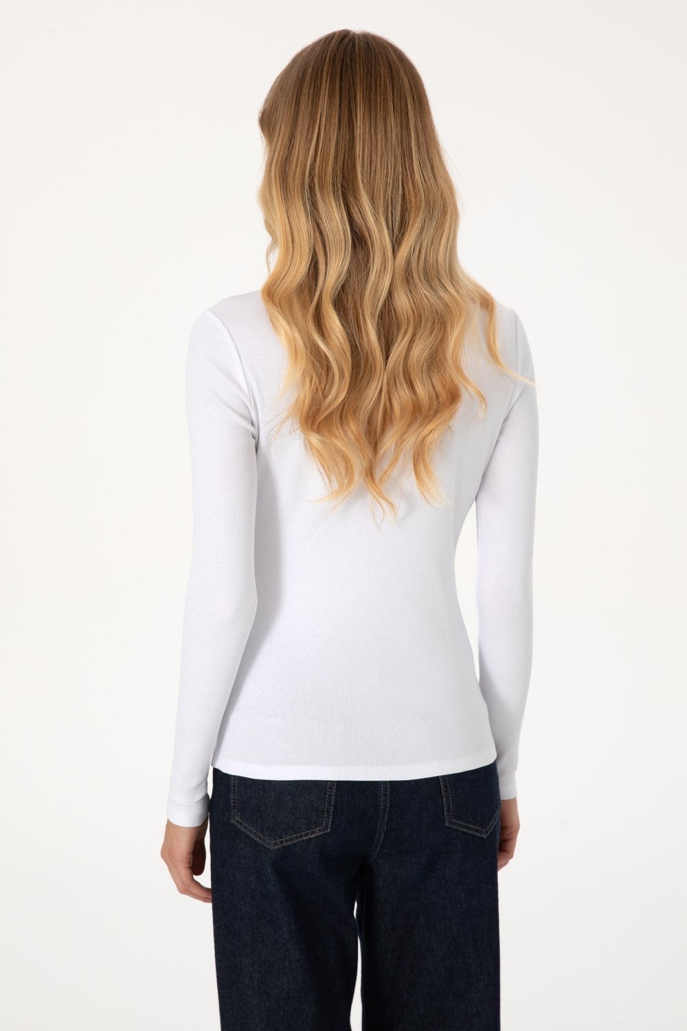 U.S. Polo Assn. Kadın Beyaz Fermuarlı Dik Yaka Sweatshirt 50313564-VR013 görsel 5