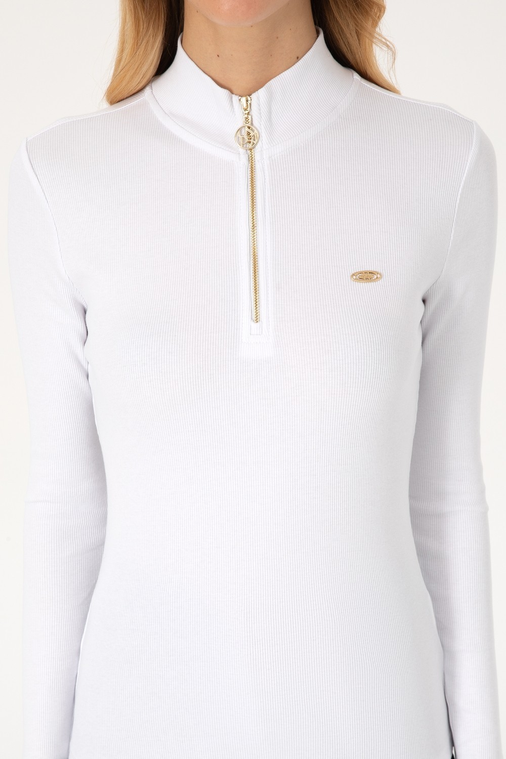 U.S. Polo Assn. Kadın Beyaz Fermuarlı Dik Yaka Sweatshirt 50313564-VR013 görsel 6