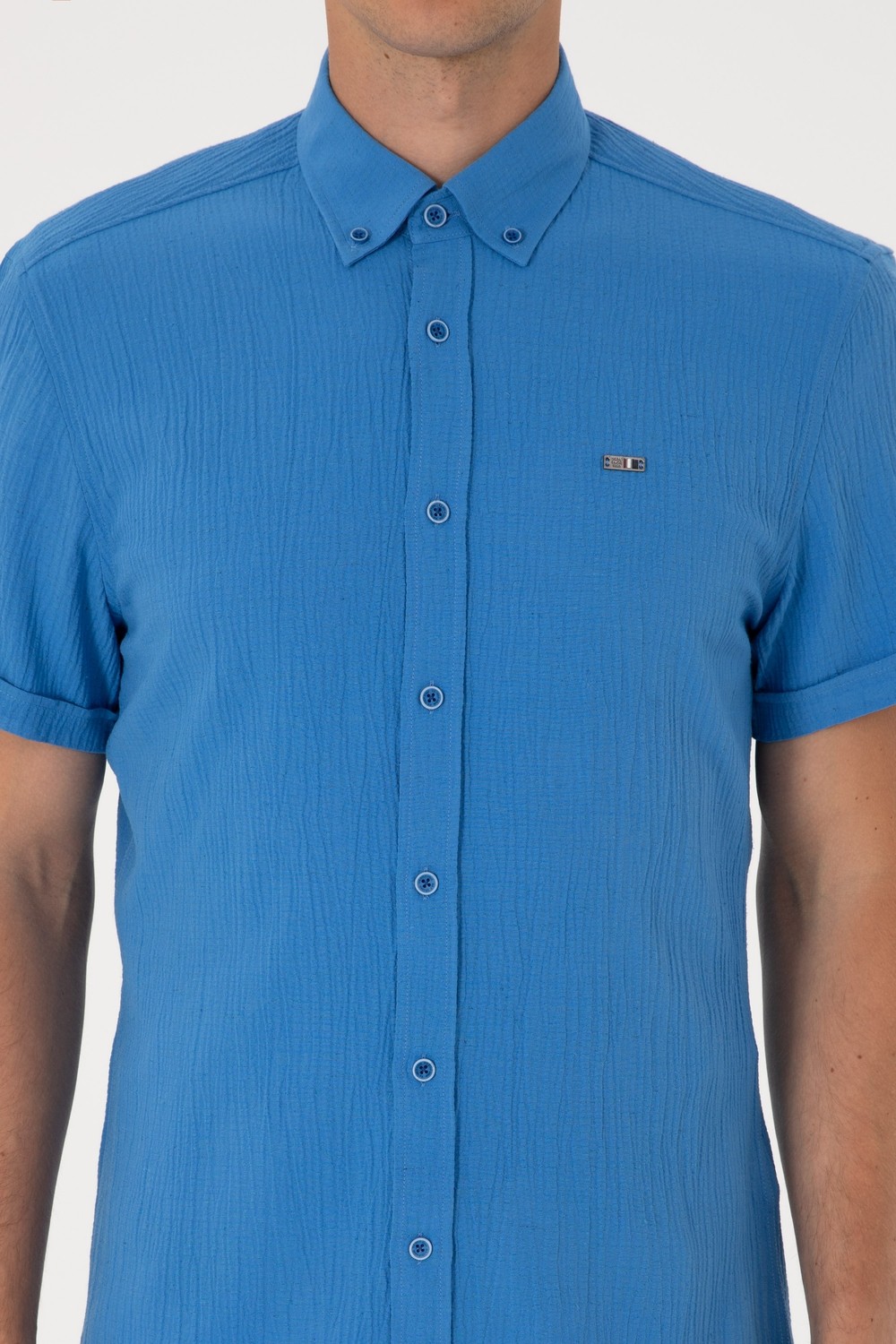 U.S. Polo Assn. Erkek İndigo Kısa Kollu Gömlek 50306328-VR028 görsel 6
