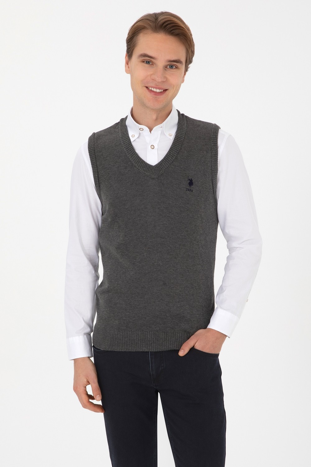 U.S. Polo Assn. Erkek Vizon Süveter 50316843-VR052 görsel 8