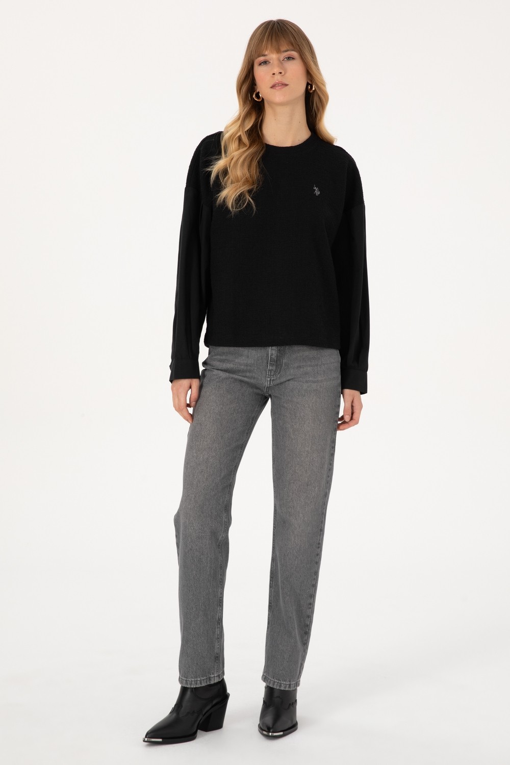 U.S. Polo Assn. Kadın Gri Straight Fit Jean Pantolon 50316569-DN0025