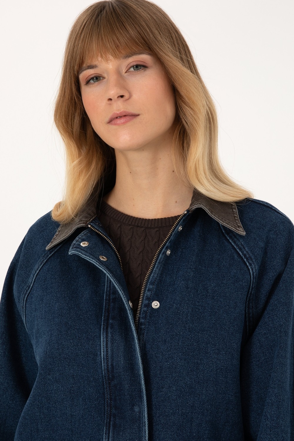 U.S. Polo Assn. Kadın Koyu Mavi Jean Gömlek Ceket 50309434-DN0023 görsel 2