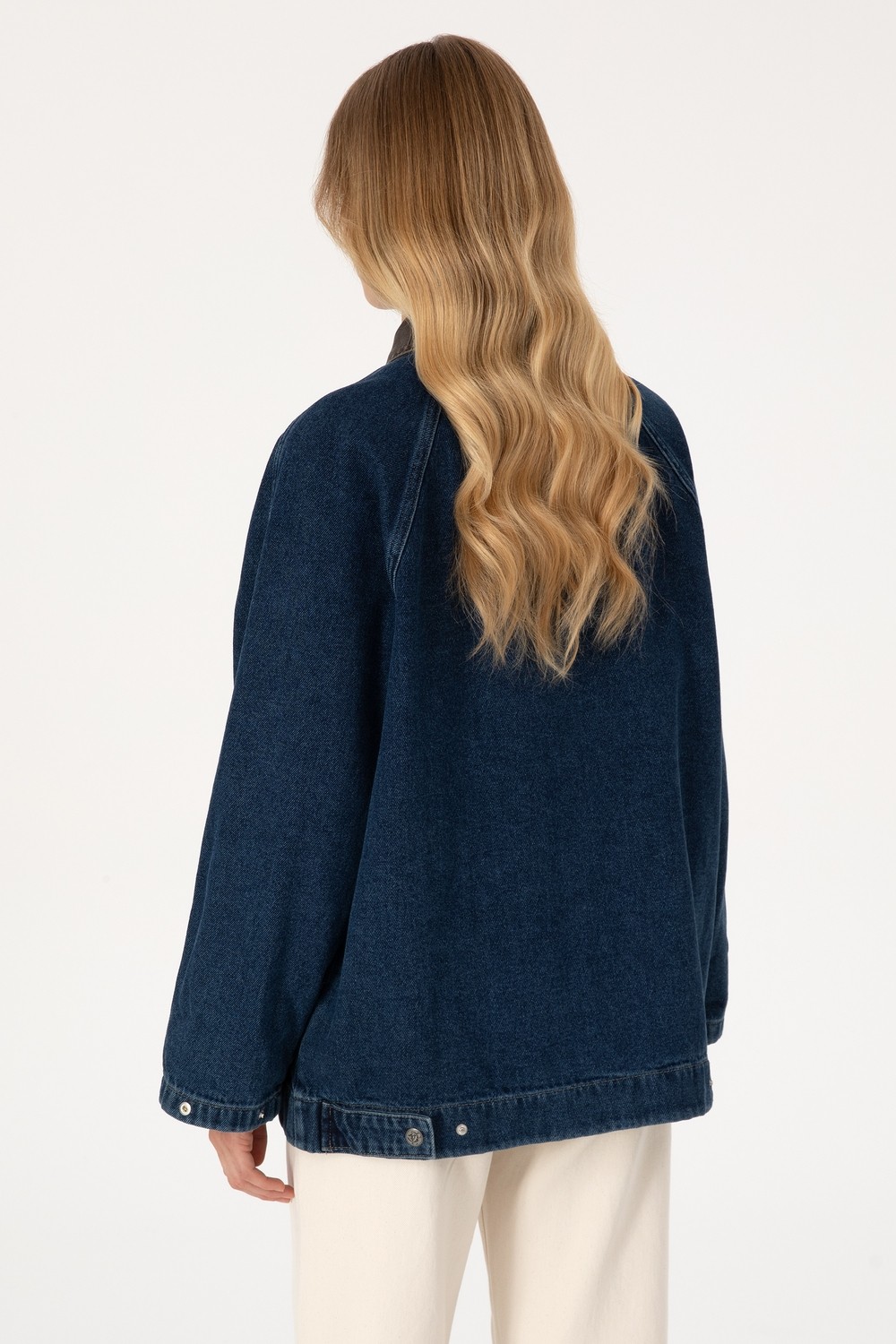 U.S. Polo Assn. Kadın Koyu Mavi Jean Gömlek Ceket 50309434-DN0023 görsel 5