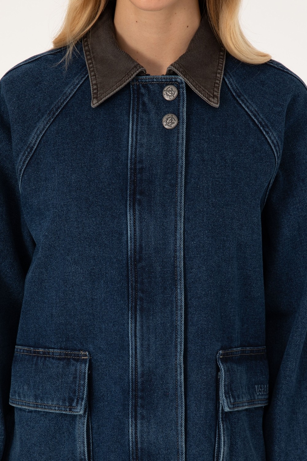 U.S. Polo Assn. Kadın Koyu Mavi Jean Gömlek Ceket 50309434-DN0023 görsel 6