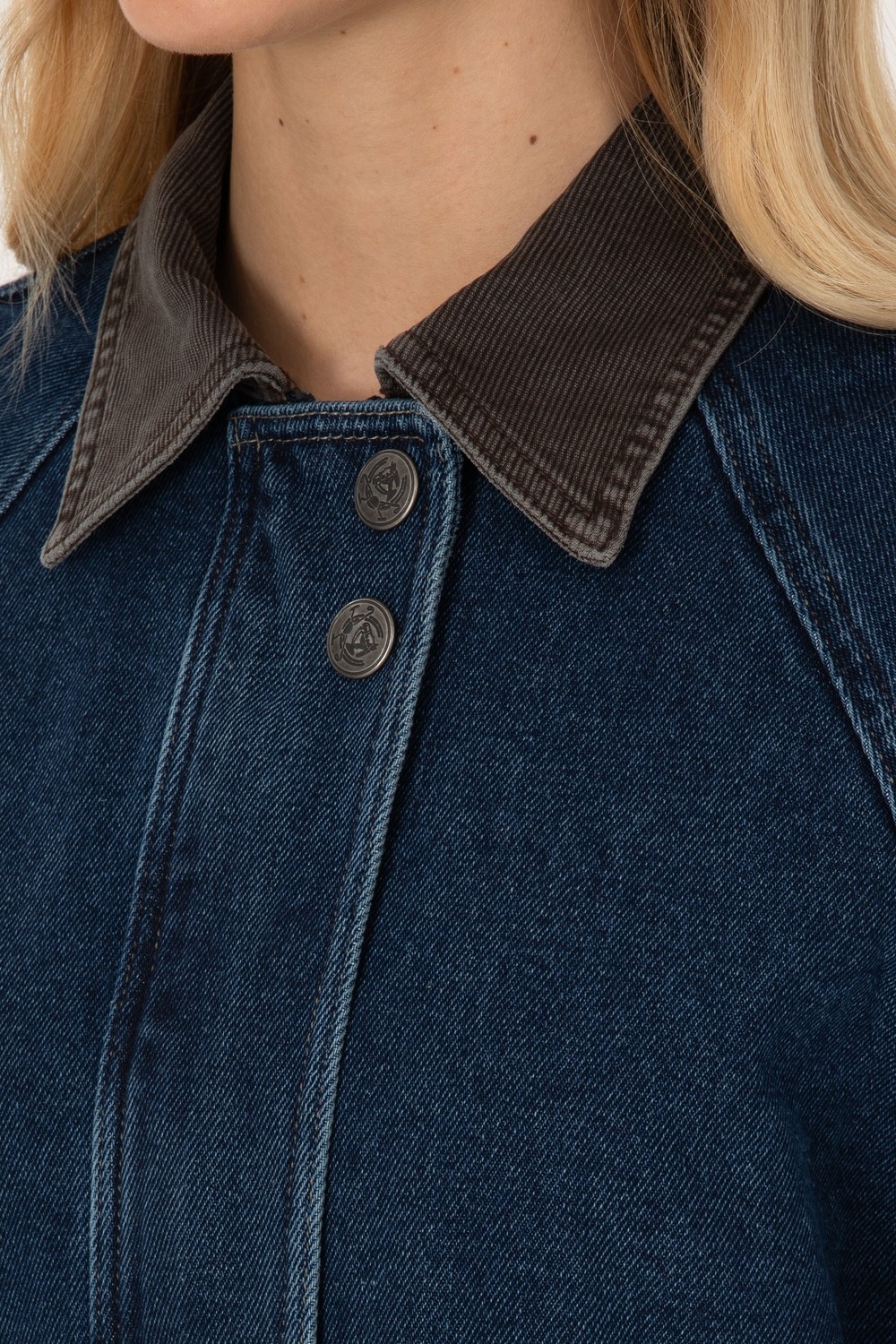 U.S. Polo Assn. Kadın Koyu Mavi Jean Gömlek Ceket 50309434-DN0023 görsel 7