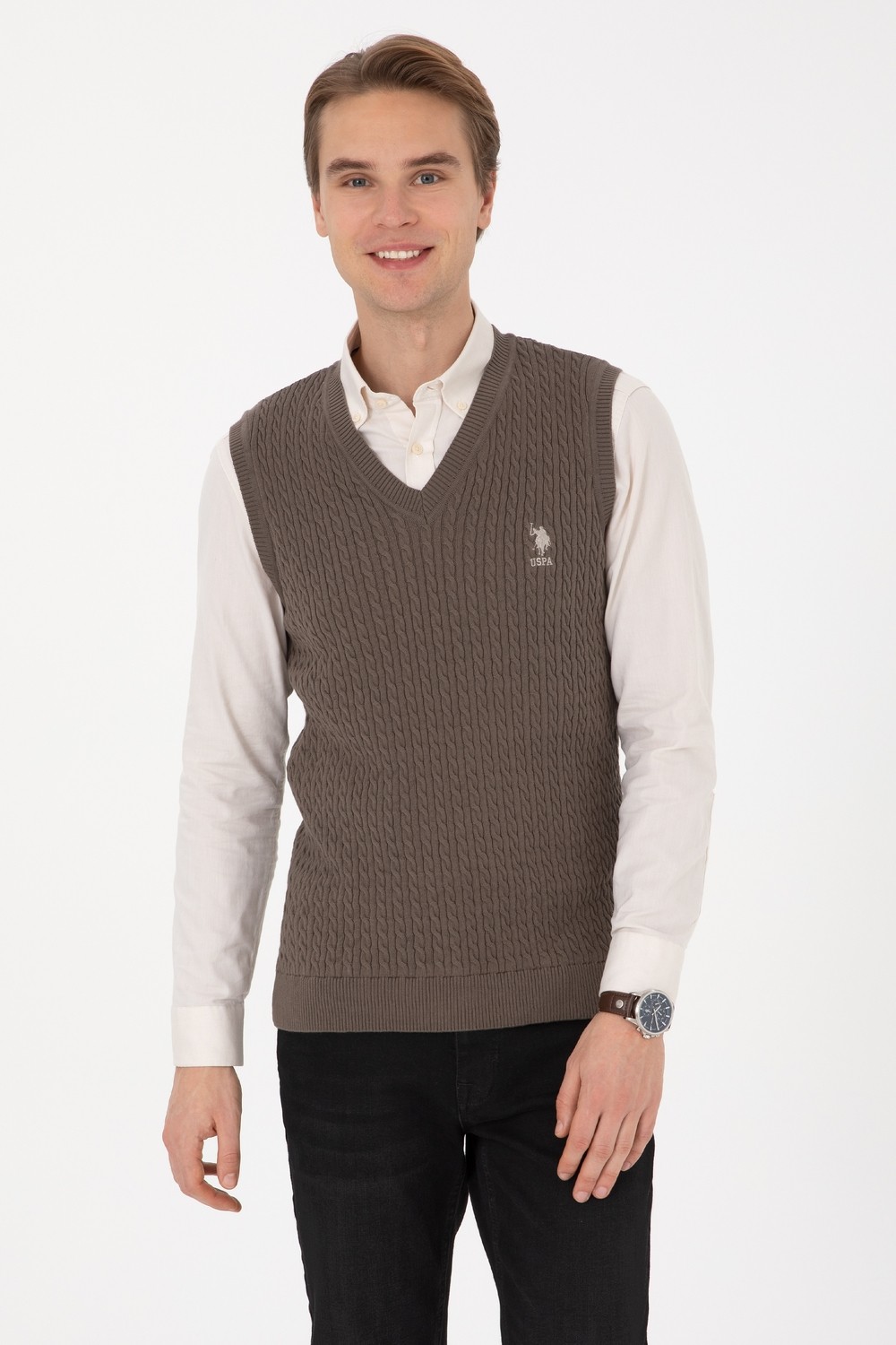 U.S. Polo Assn. Erkek Vizon Süveter 50318160-VR052 görsel 8