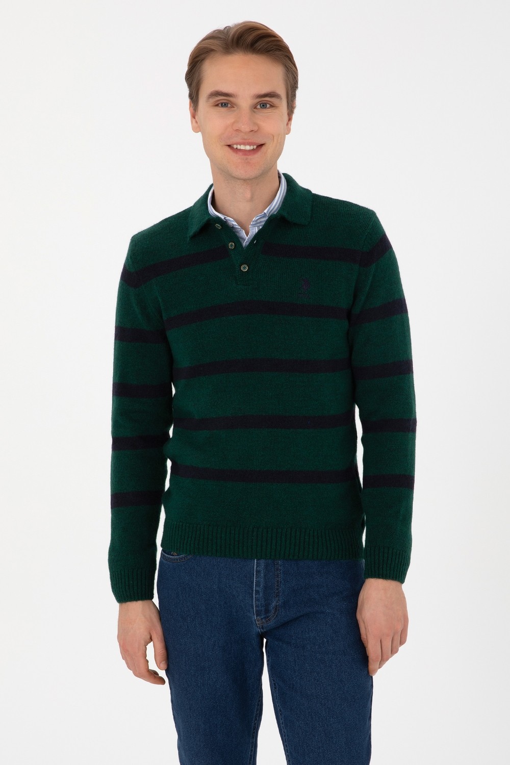 U.S. Polo Assn. Erkek Regular Fit Polo Yaka Lacivert Kazak 50315036-VR033 görsel 8