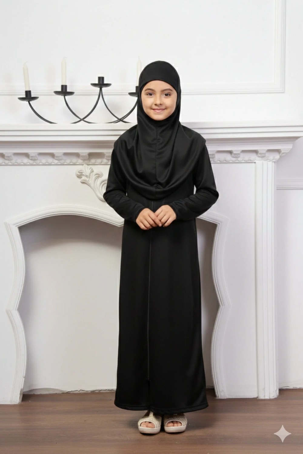 Defka Kız Çocuk Fermuarlı Namaz Elbisesi Modern Düz görsel 3