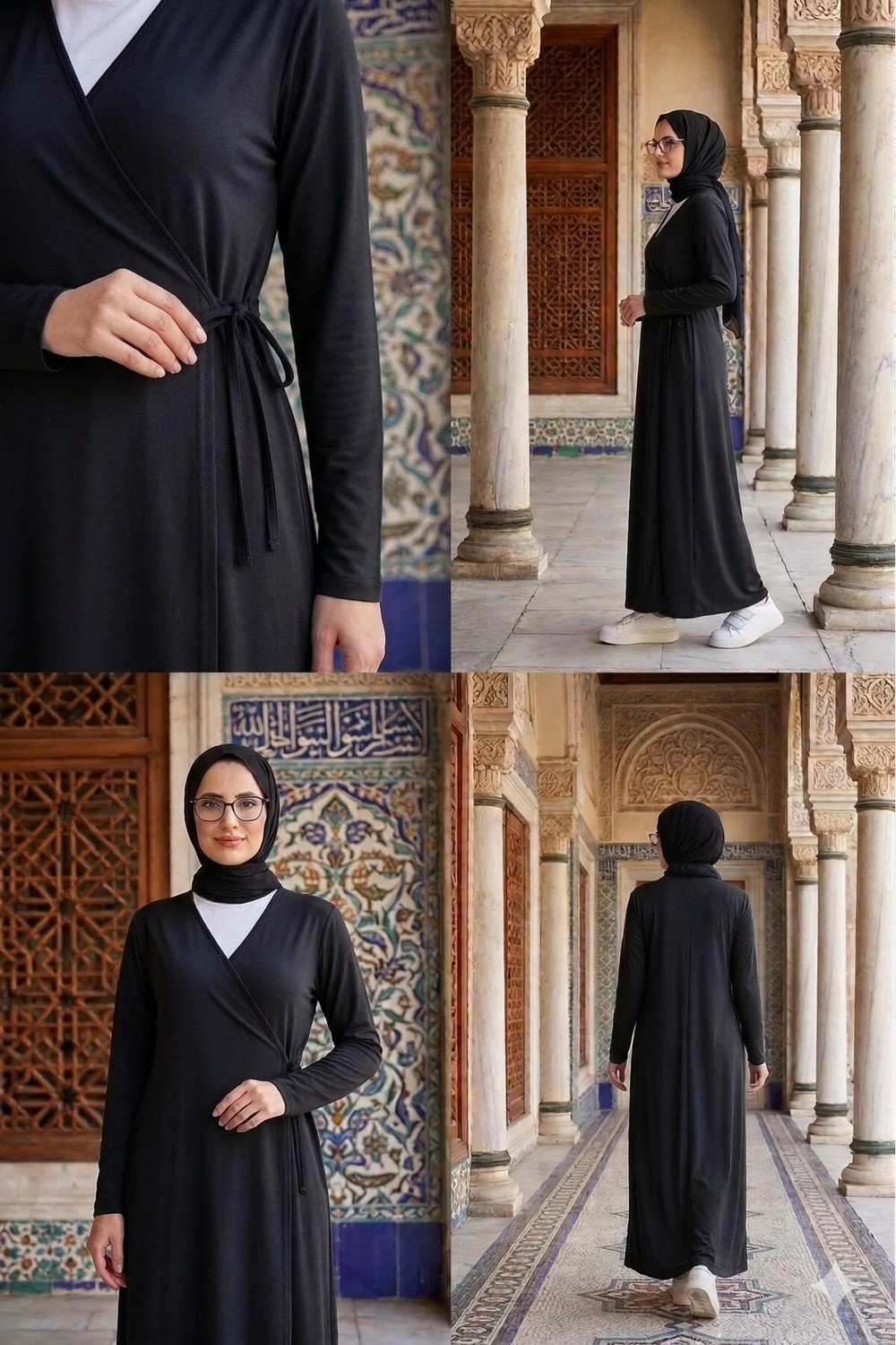 Defka Yandan Bağlamalı Kruveze Rahat Kesim Kadın Namaz Elbisesi/sabahlık görsel 5
