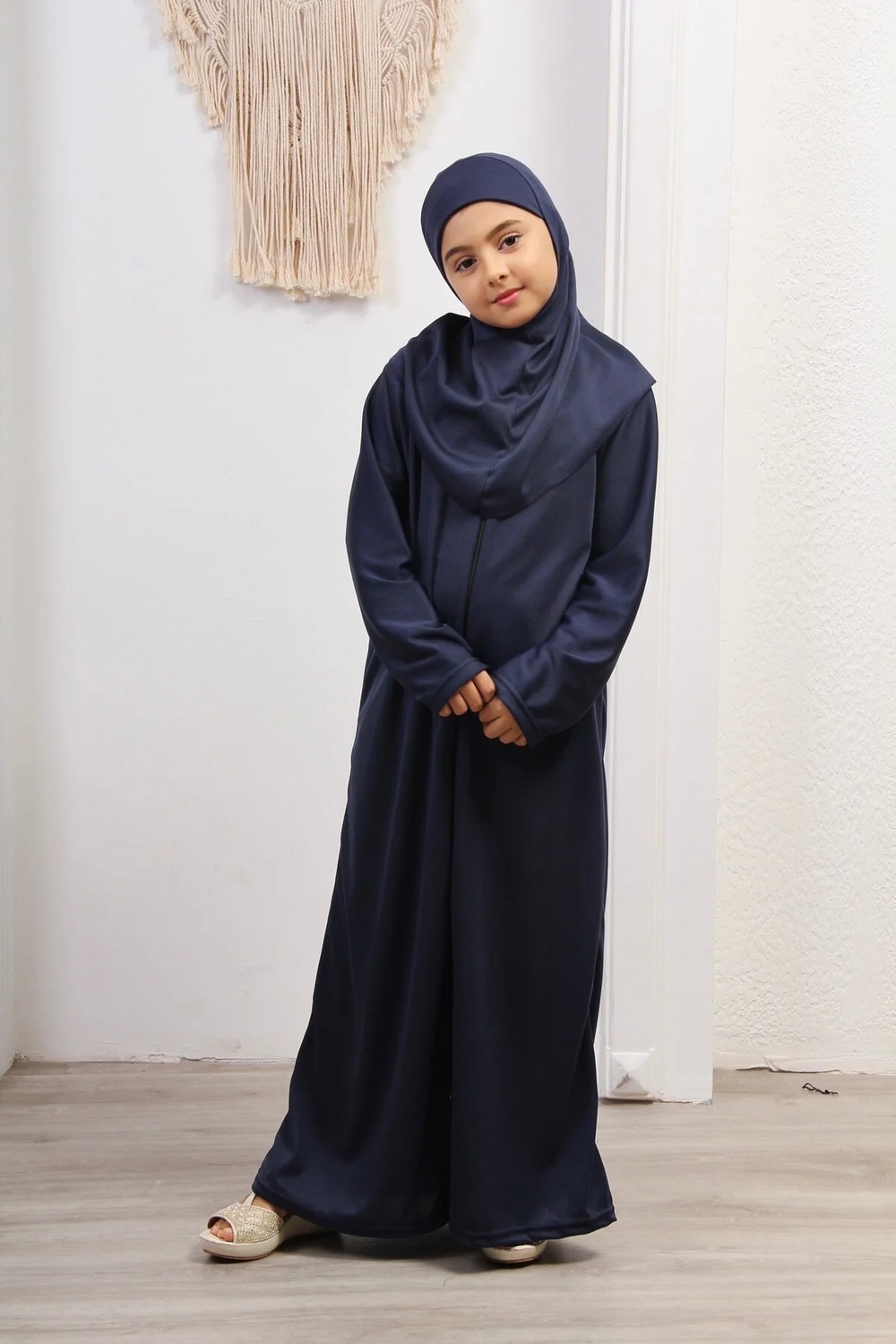 Defka Kız Çocuk Fermuarlı Namaz Elbisesi Modern Düz görsel 6