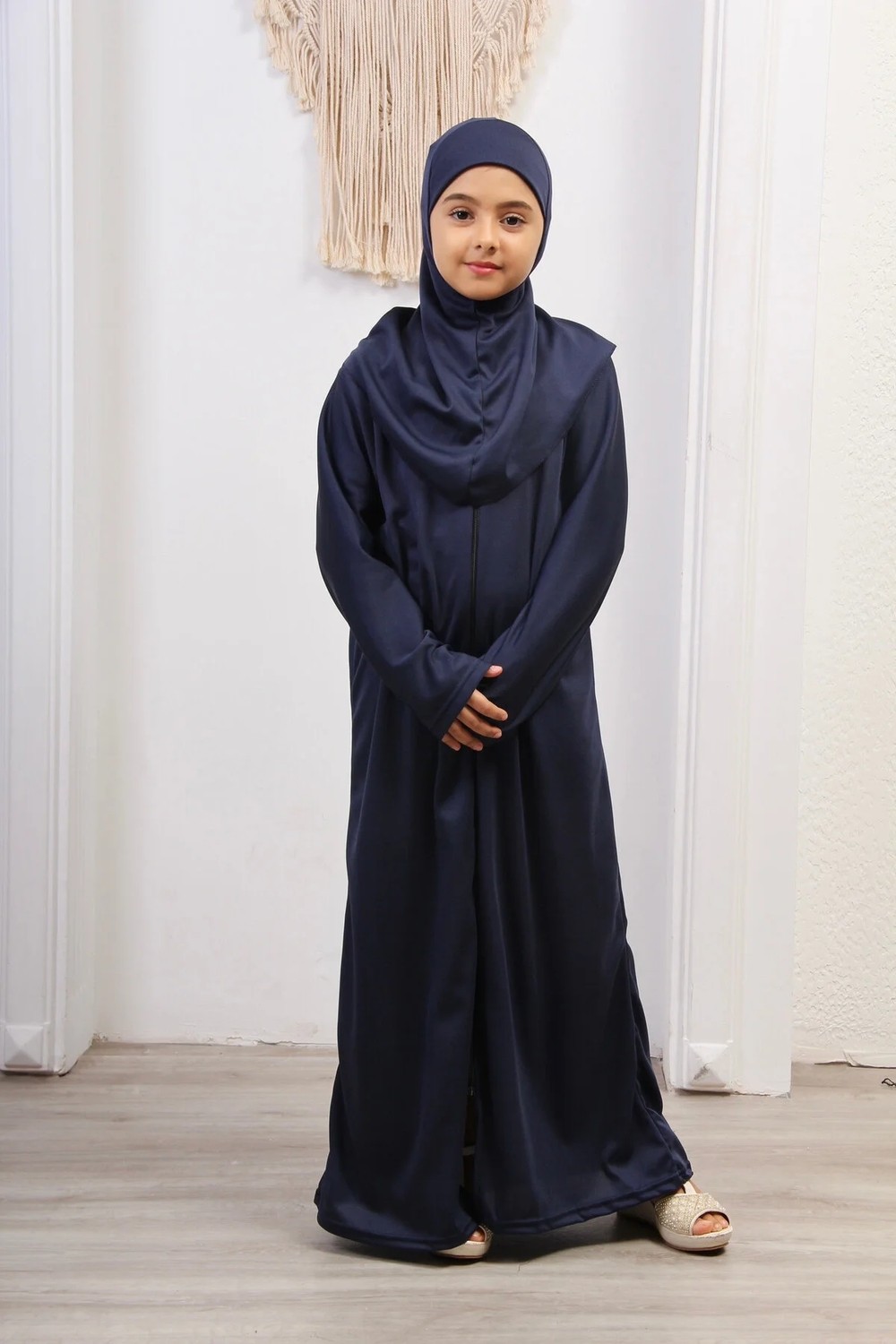 Defka Kız Çocuk Fermuarlı Namaz Elbisesi Modern Düz görsel 7