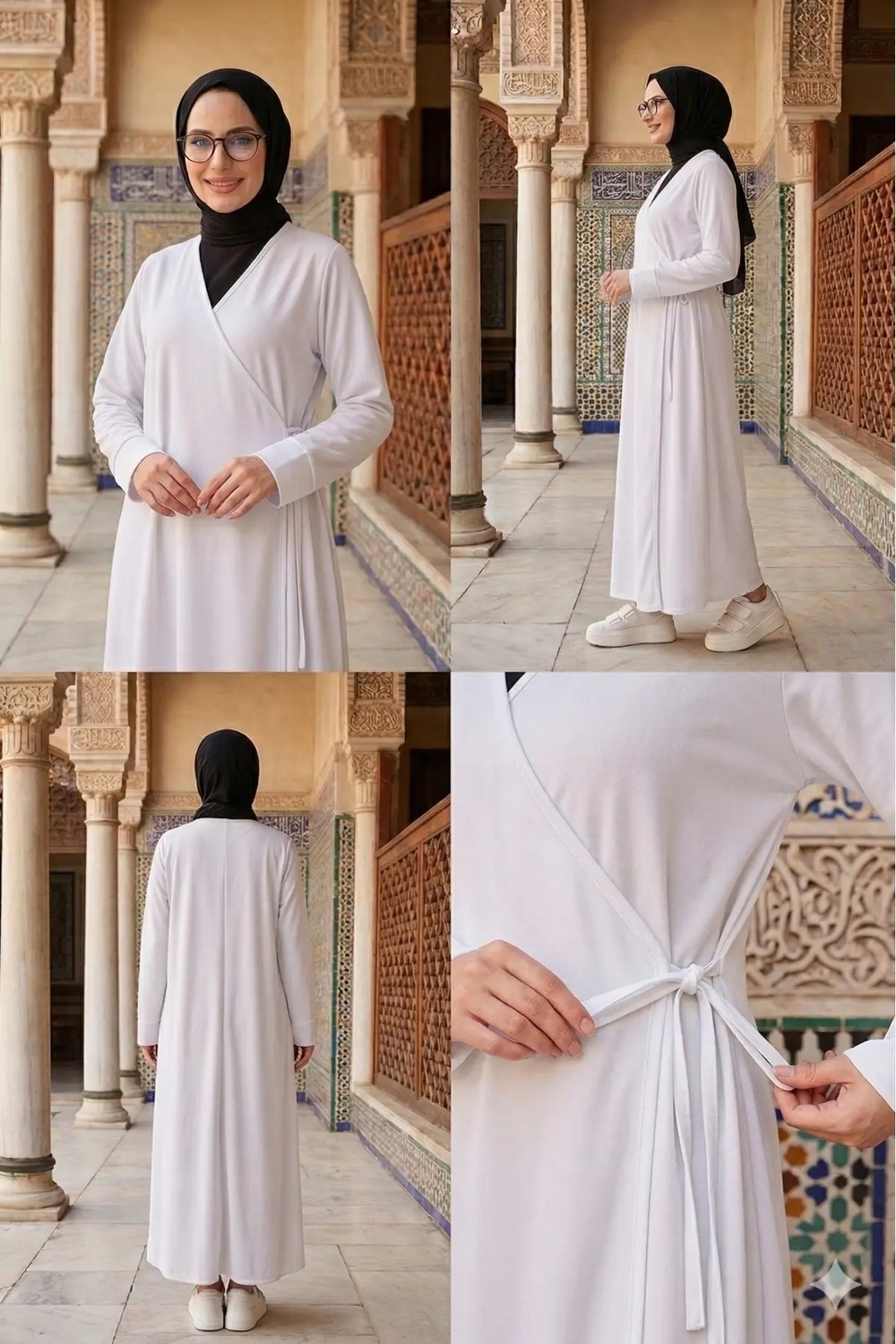 Defka Yandan Bağlamalı Kruveze Rahat Kesim Kadın Namaz Elbisesi/sabahlık