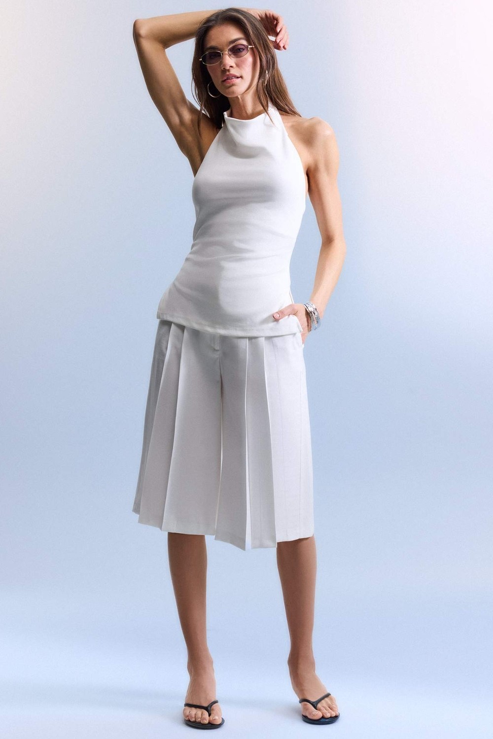 DeFacto Slim Fit Halter Yaka Bluz F8007AX26SM görsel 2